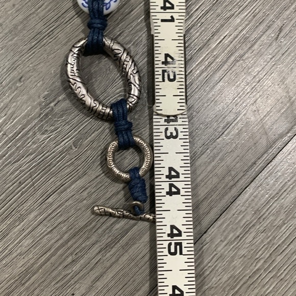 Coldwater Creek Silver with White & Blue Floral Accents Chain Belt size 1X/2x - Picture 7 of 9